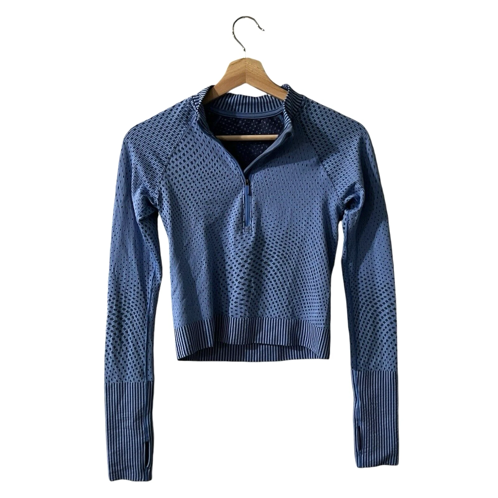 lululemon rest less cropped half-zip ribbed knit nile night sea hoodie