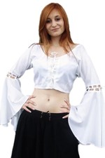 Gothic Mittelalter Mieder Top Bluse schwarz natur (weiß) 36 - 46 Neu