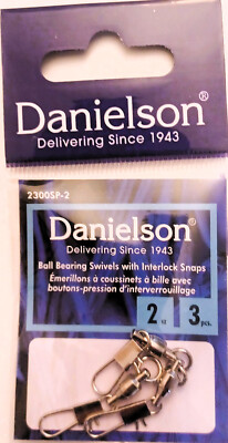 12 Packs 2300SP-2 Danielson Ball Bearing Fishing Swivels w/Interlock Snap Sz 2