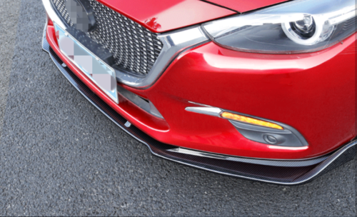 For Mazda 3 Axela 2014- 2018 Carbon Fiber Black Front Bumper Lip Cover Trim 3pcs - Picture 2 of 11
