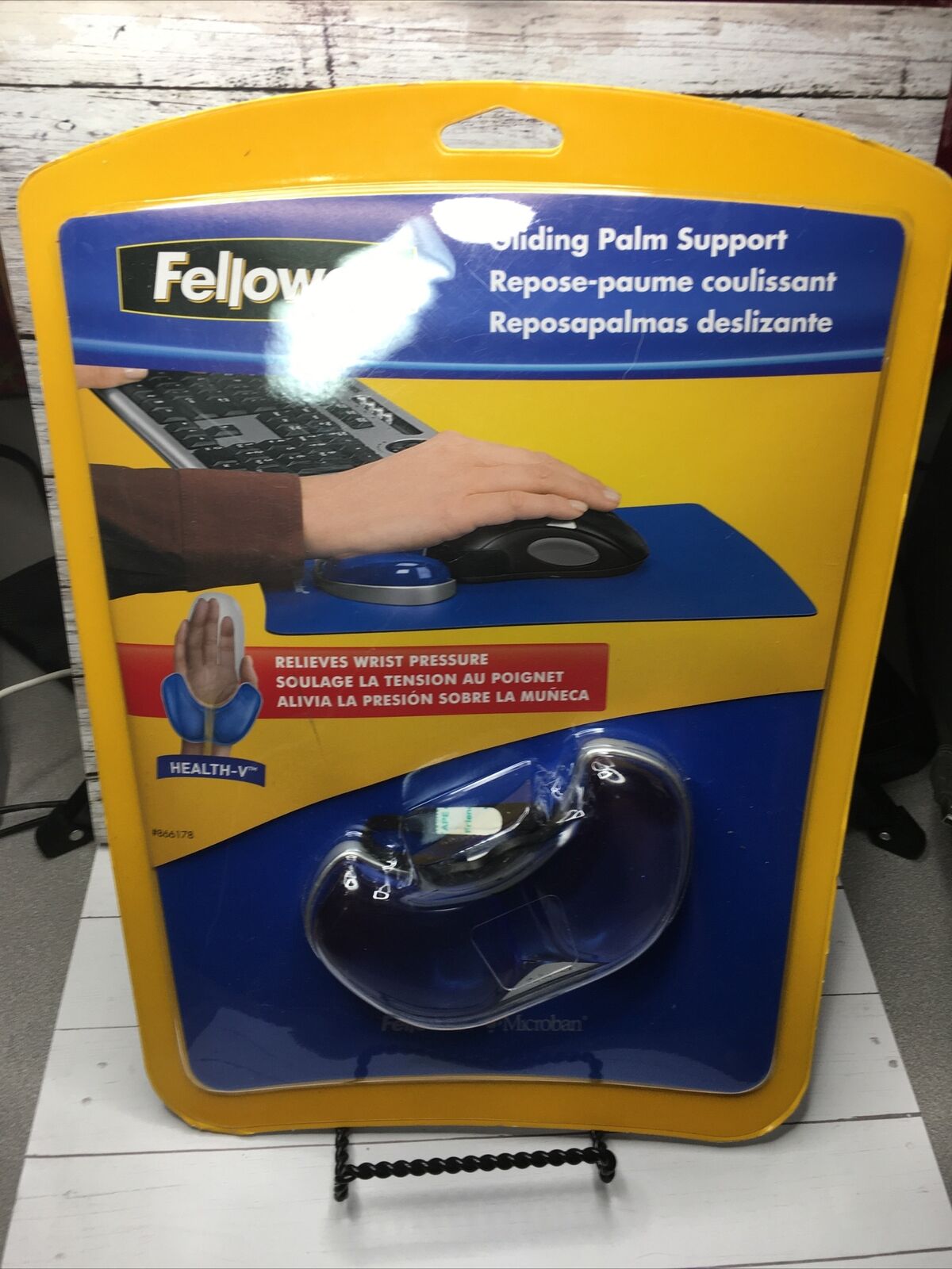 Fellowes Gliding Palm Suport Blue Microban Relieves Wrist Pressure 91806 New