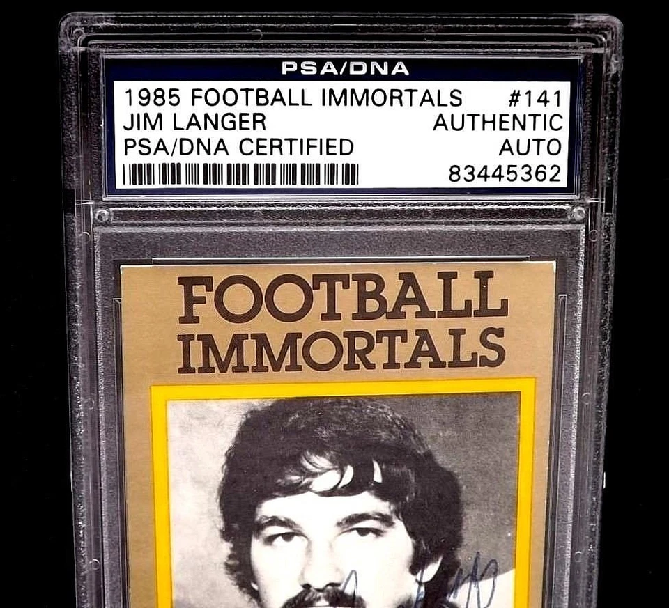 1985 FOOTBALL IMMORTALS CARD #141 HOF JIM LANGER PSA/DNA SIGNED POP 2 DOLPHINS - Image 2 of 4