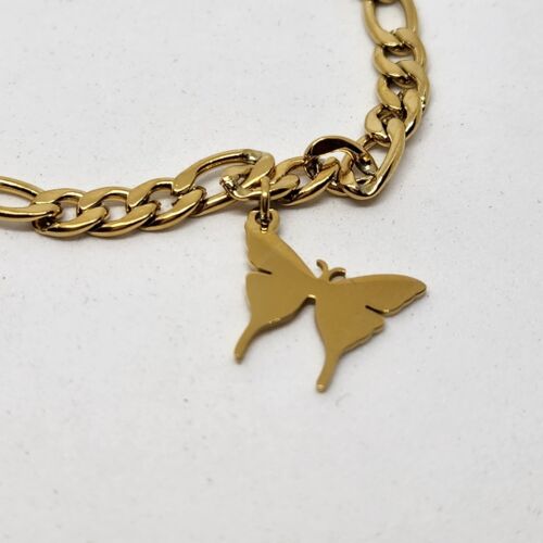 Butterfly Chain Anklet Gold Tone - Picture 2 of 6