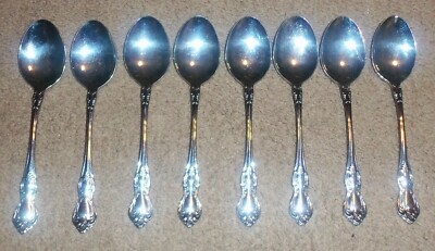 Lot Set 8 Easterling Valhalla Stainless Large Spoons 7.5'' (place setting)