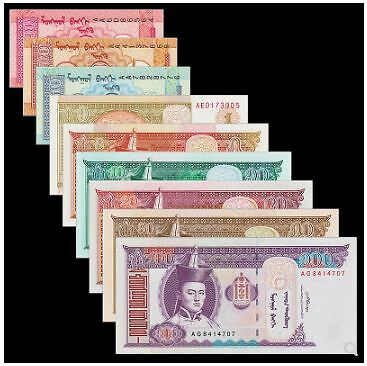 Mongolia Banknote 9pcs Set (UNC) 全新 蒙古9张一套(10蒙戈-100图格里克) #2 - Picture 1 of 2