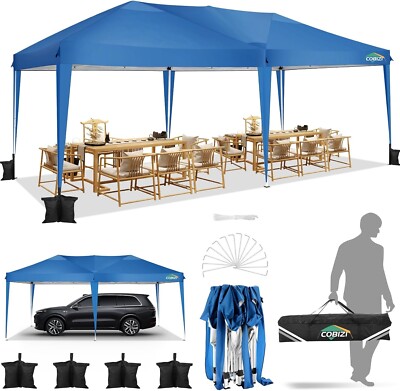COBIZI Pop up Canopy 10x20 One Push Tent Waterproof UPF 50+ Outdoor Party Gazebo
