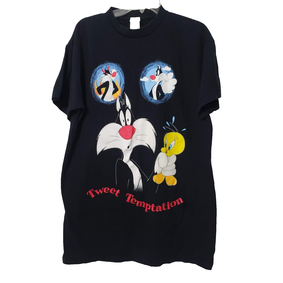 Vtg Looney Tunes Sylvester Tweety Bird Tweet Temptations Black T
