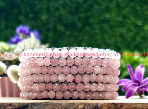 Wholesale Lot 6 Pcs Natural Rose Quartz 4mm Crystal Stretch Bracelet 7.5” - Picture 2 of 12