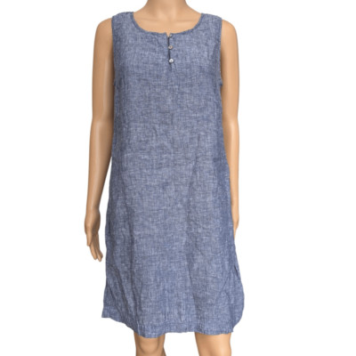 St. Tropez West 100% Linen Blue shift Sun Dress size 6