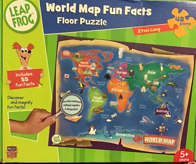 Leap Frog World Map Fun Facts Floor Puzzle w/ Magnifying Glass | eBay