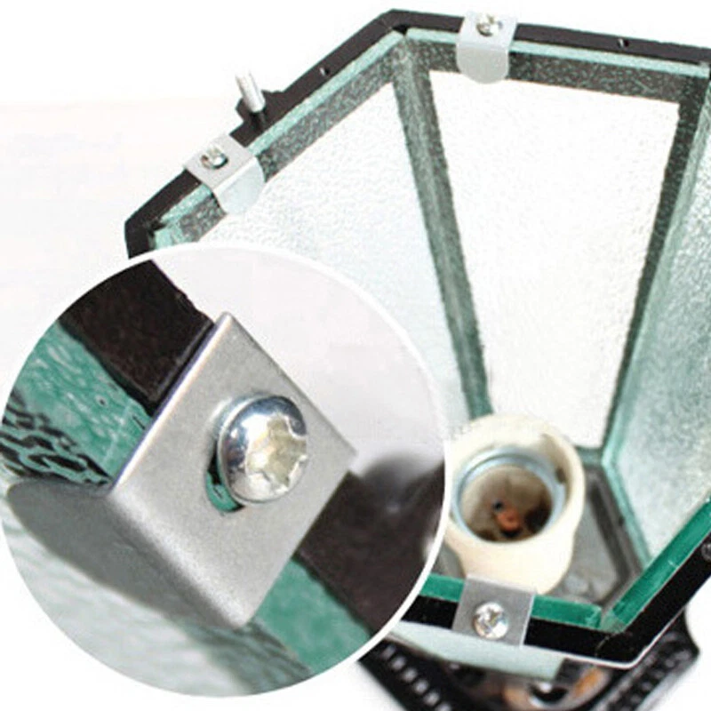 Modern Pillar Light Glass Lantern Garden Lighting Outdoor Gate Black Post Lamp - Image 4 of 4