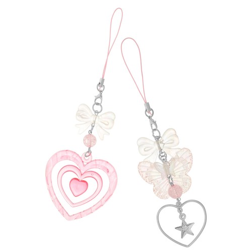 2 szt. Love Bow Łańcuszek na telefon komórkowy Charm Strap dla kobiet Charms Dziewczęta - Zdjęcie 12 z 12