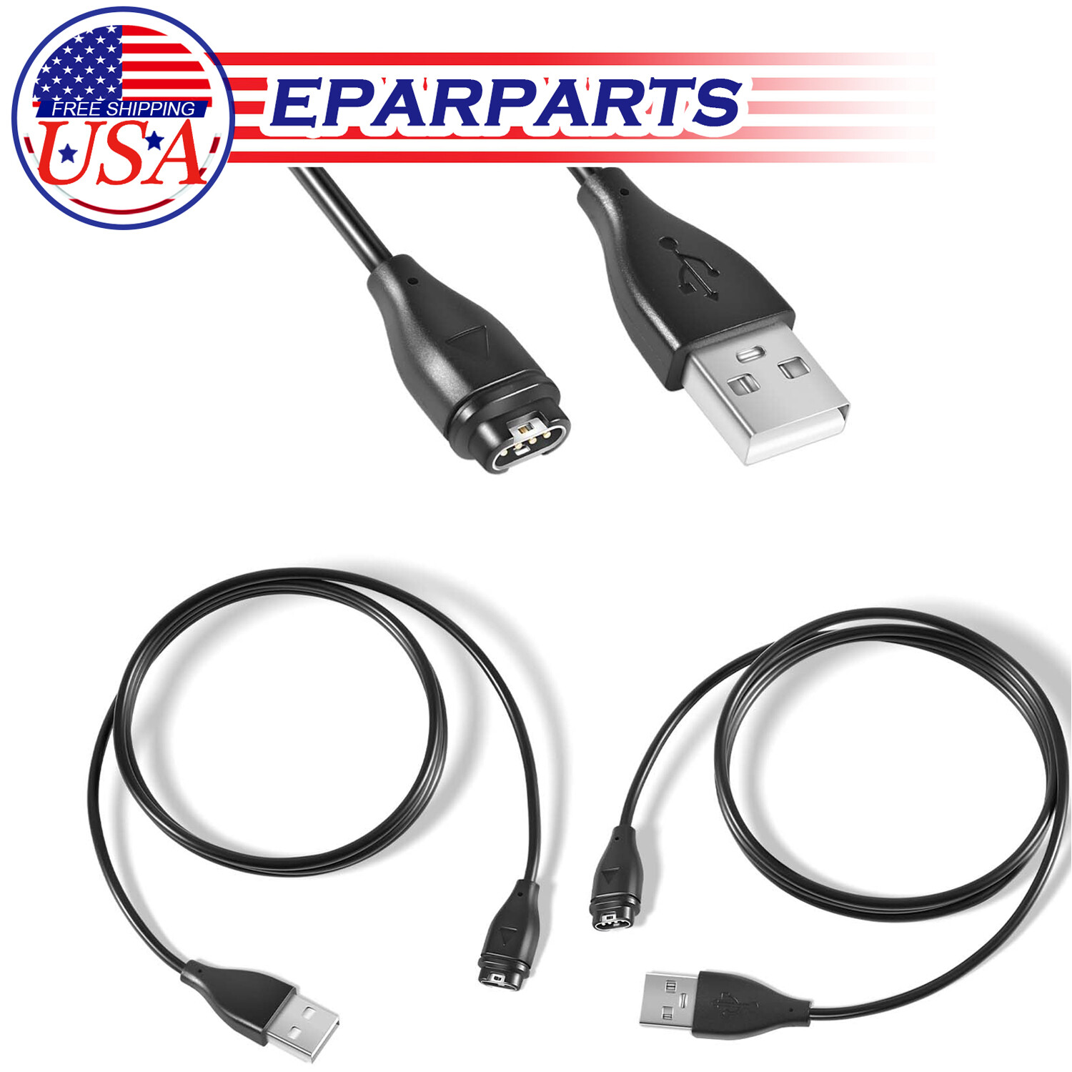 010-12491-01 USB-A Charger Cable for Multiple Garmin Watch and Devices &lpar;2 Pack&rpar;