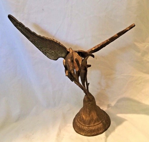 Vintage Brass Eagle On Tree Branch Statue Flight Fly Attack Hunt Swoop USED - Picture 4 of 5
