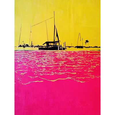 Seaside Port Yellow Hot Pink Florida Keys Leinwand Poster Druck Bild Wandbild