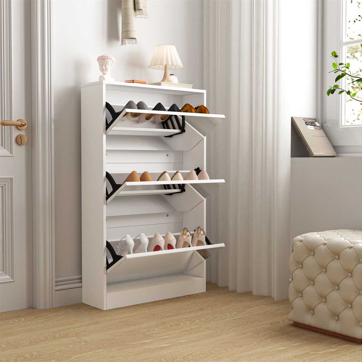 Shoe Storage Cabinet with Flip Drawers Shoe Rack Organizer