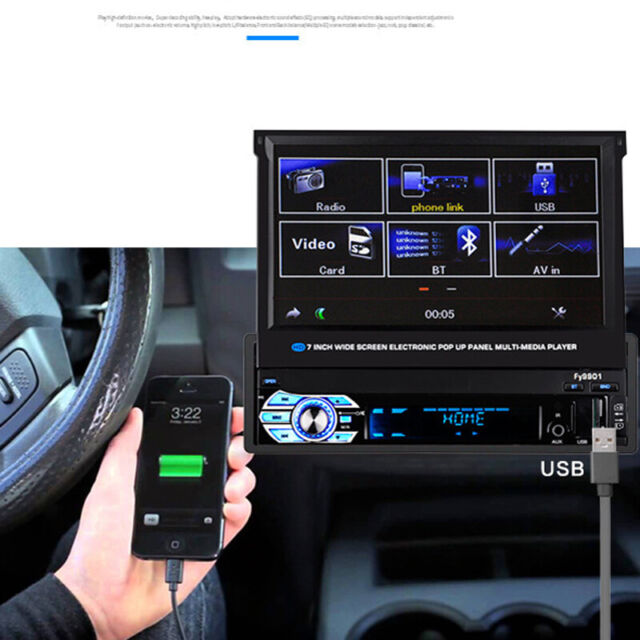 Single DIN 7" Car Player Stereo MP5 Flip Out Touch Screen Radio AUX USB w/Camera Single DIN 7" Car Player Stereo MP5 Flip Out Touch Screen Radio AUX USB w/Camera