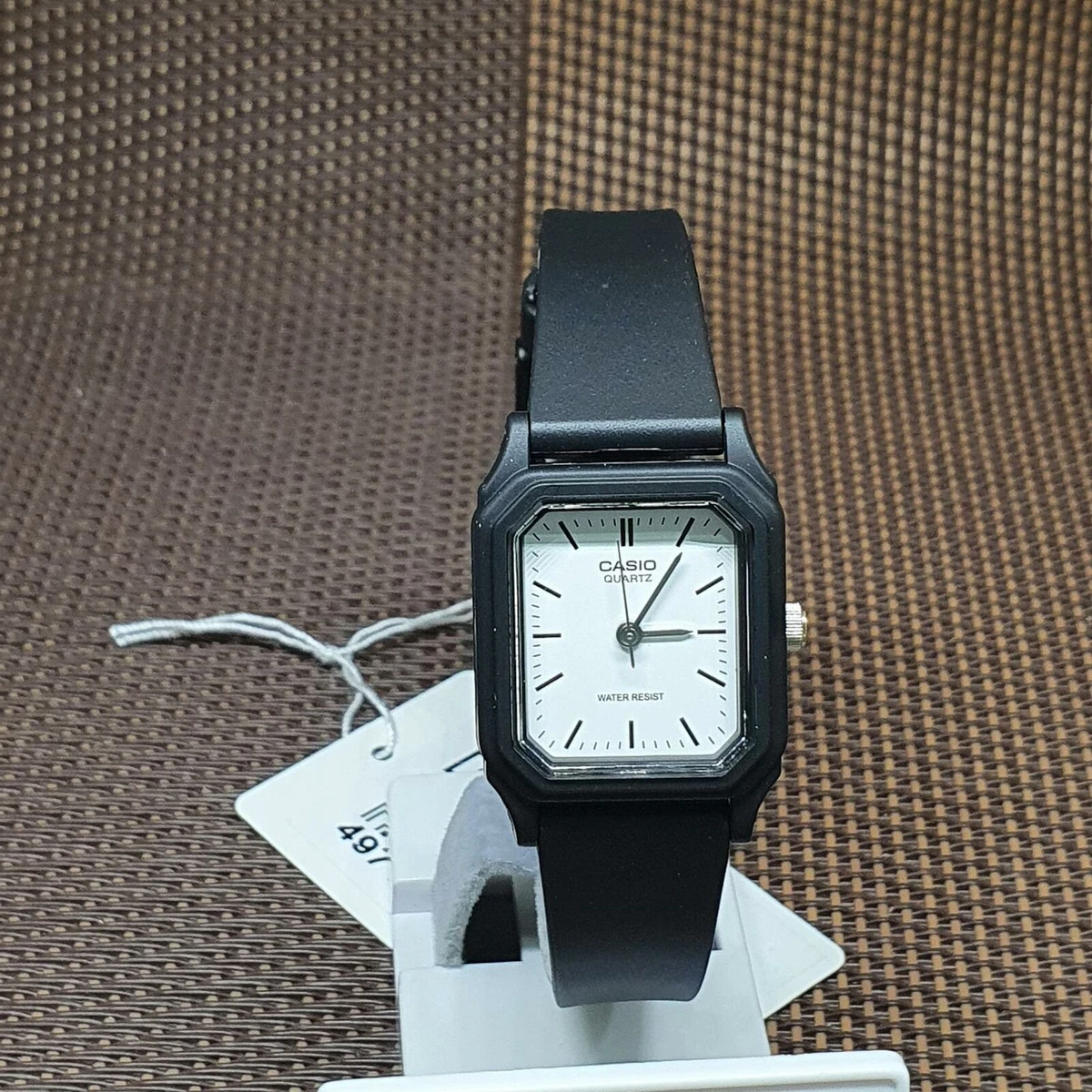Casio LQ 142 7E Casual White Dial Black Resin Strap Analog Quartz Ladies Watch