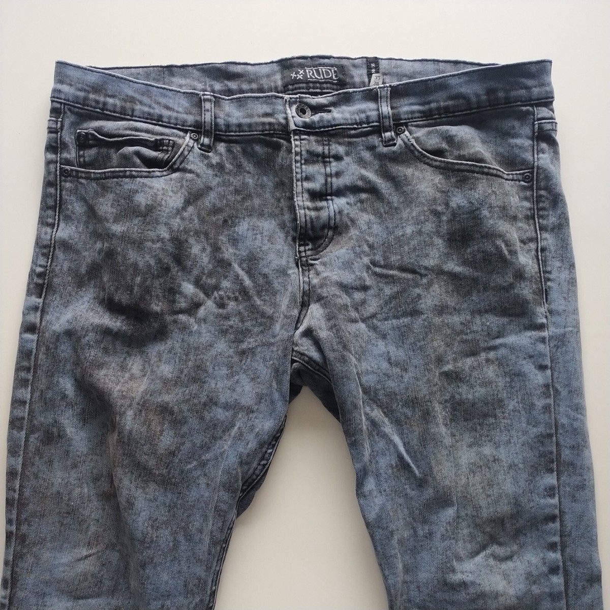 XXX Rude Jeans Blue Acid Wash Skinny Stretch Denim Hot Topic