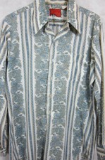Vintage 70s Sears Kings Road Perma Prest Long Sleeve Button Shirt Tall L Disco
