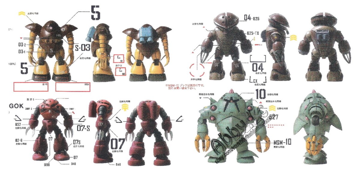Decal for HG 1/144 MSM-07 Z'Gok Commander MSM-03 Gogg MSM-10