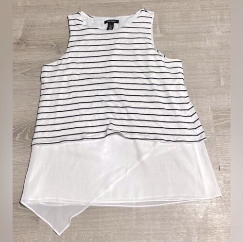 WHBM White House Black Market Stripe Sleeveless Tunic Top Size XL