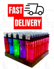 50 Pcs Full Size Disposable Butane Lighter Assorted Colors Wholesale