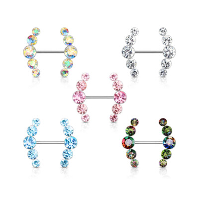 Acier Chirurgical Téton Barre Shield Bague Avec Cinq Doublé Rond