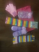 6 PC GIFT SET SCARF, TOE SOCKS, LEG WARMER, 1 PR MITTONS 2 PR GLOVES one size