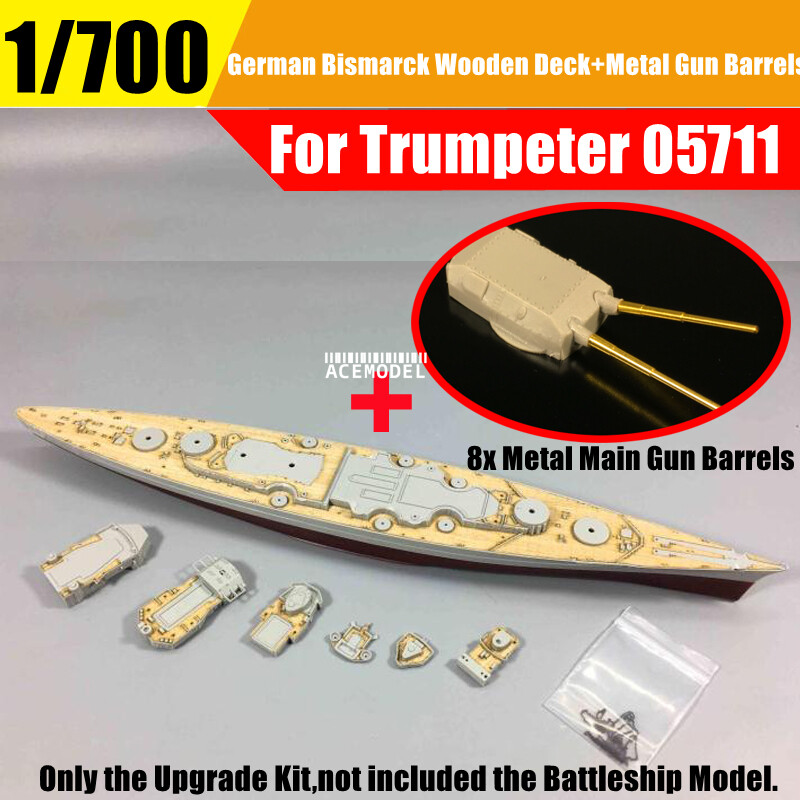 1/700 German Bismarck Battleship 1941 Wooden Deck+Gun Barrel for Trumpeter 05711