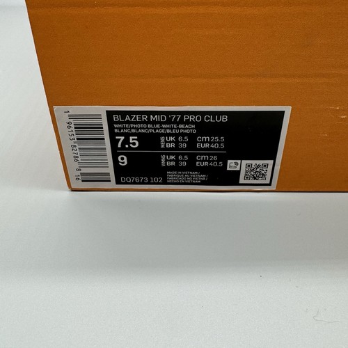 Nike Blazer Mid '77 Pro Club Size 7.5 Men's Shoes White Blue Sneaker DQ7673-102 - Picture 11 of 11
