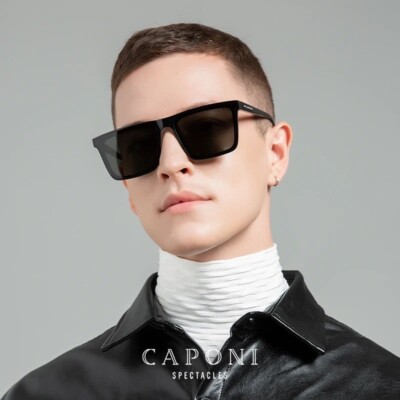 Sunglasses High Quality Acetate Square Flat Design Sun Glasses For Men UV400 Pro