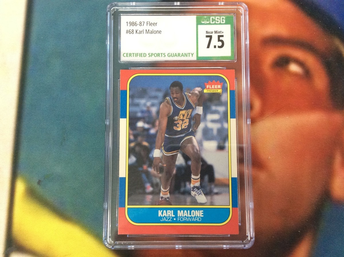 1986-87 Fleer Karl Malone Utah Jazz Graded CSG 7.5 Graded Rookie