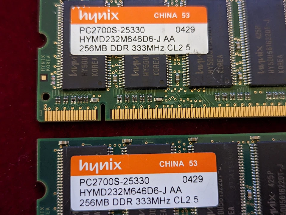 HYNIX 512 MB LAPTOP RAM, 333 MHz DDR1 PC2700S-25330, HYMD232M646D6-J AA, 200 PIN - Image 2 of 4