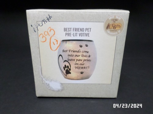 Cracker Barrel Exclusive BEST FRIEND PRE-LIT VOTIVE Glas Pfotenabdruck Herz Stecker - Bild 3 von 8