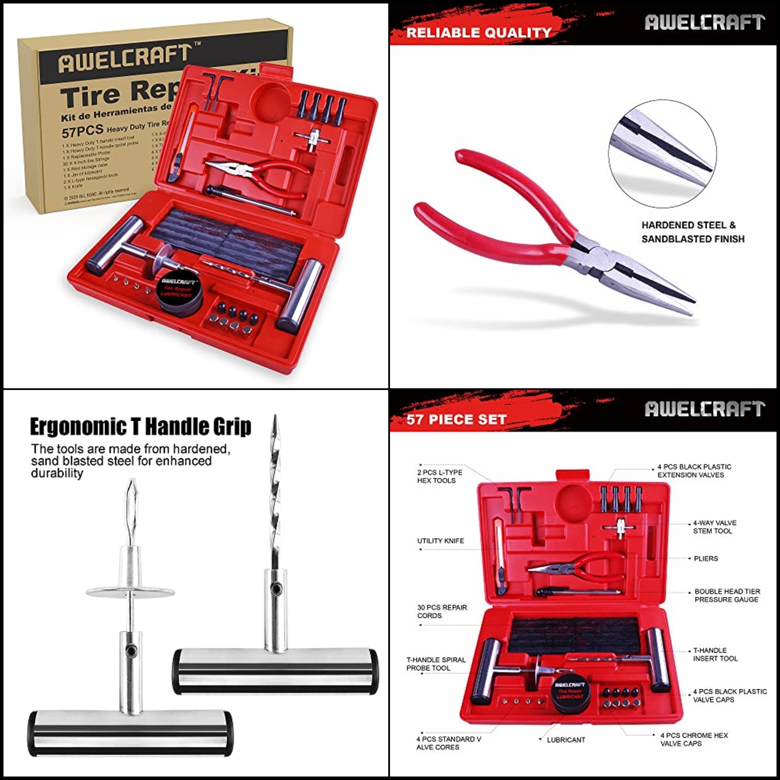 57 PCS Set Truck Tool Heavy Duty Tire Repair Tools Kit, Box for