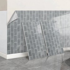 20 Packs Self-Adhesive Grey Marble PVC Cladding Wall Panels for Kitchen Bathroom