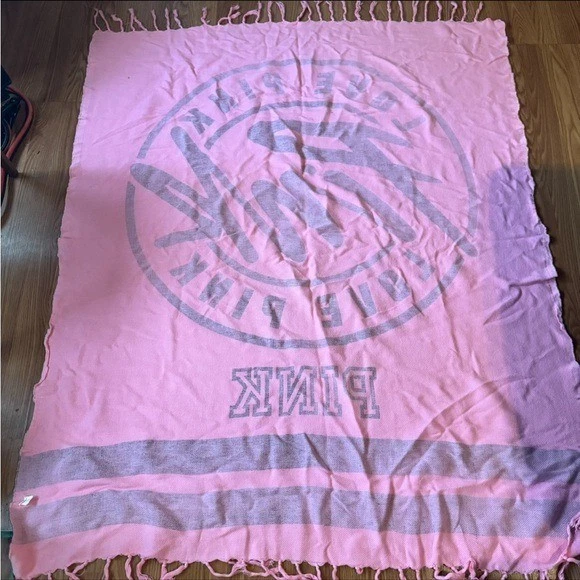 Pink Victoria's Secret Love Hot Pink Logo Classic Fringe Throw Blanket Y2k - Image 4 of 4