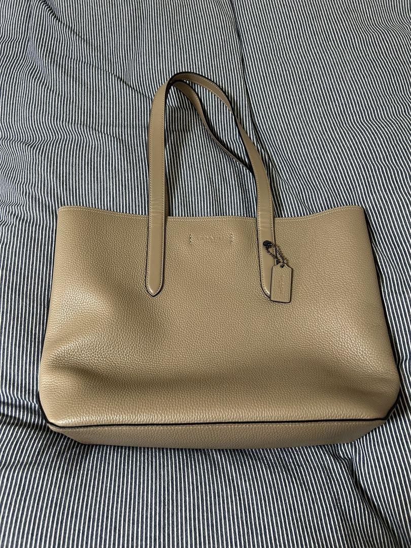 Coach Medium Leather Tote Bag in Signature Brown #QOB6V4