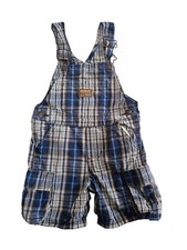 Vintage 90s OSHKOSH Toddler boy plaid Shortalls Short Overalls 24m 100 Cotton