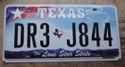 2000 TEXAS LICENSE PLATE DR3 J844