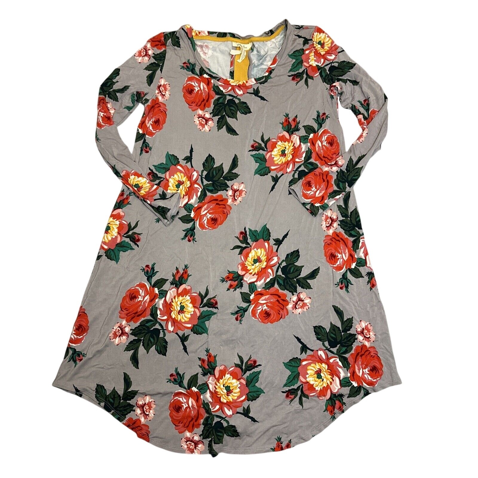 Matilda Jane dress women M Say I’m A Dreamer Gray Long Sleeve Floral