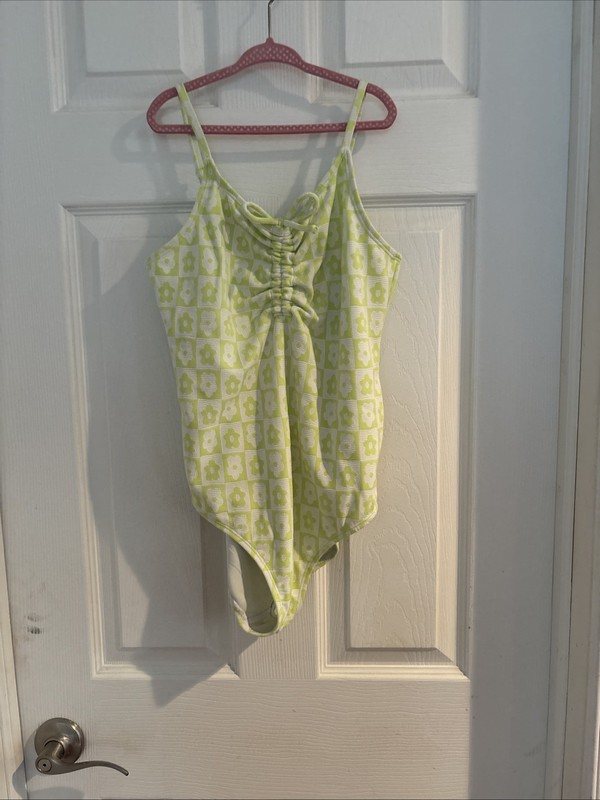 Andy And Evan Girls Swimsuit, L(12-14), Line/white, Flowers