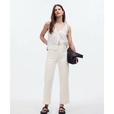 NWT Madewell 33 Emmett Wide-Leg Crop Jean Welt Pocket Edition Tile White