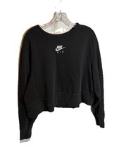 Woman s Nike Air Y2K Cropped Black Sweatshirt Size 2X Embroidered Logo