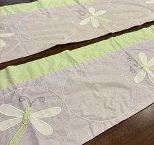 Tiddliwinks Window Valance Purple Pale Green Dragonfly Nursery 13 X 59 Set Of 2