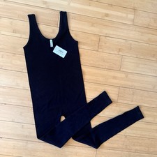 ZENANA Black One Piece Bodysuit Women s S/M Regular Solid Stretch Strap