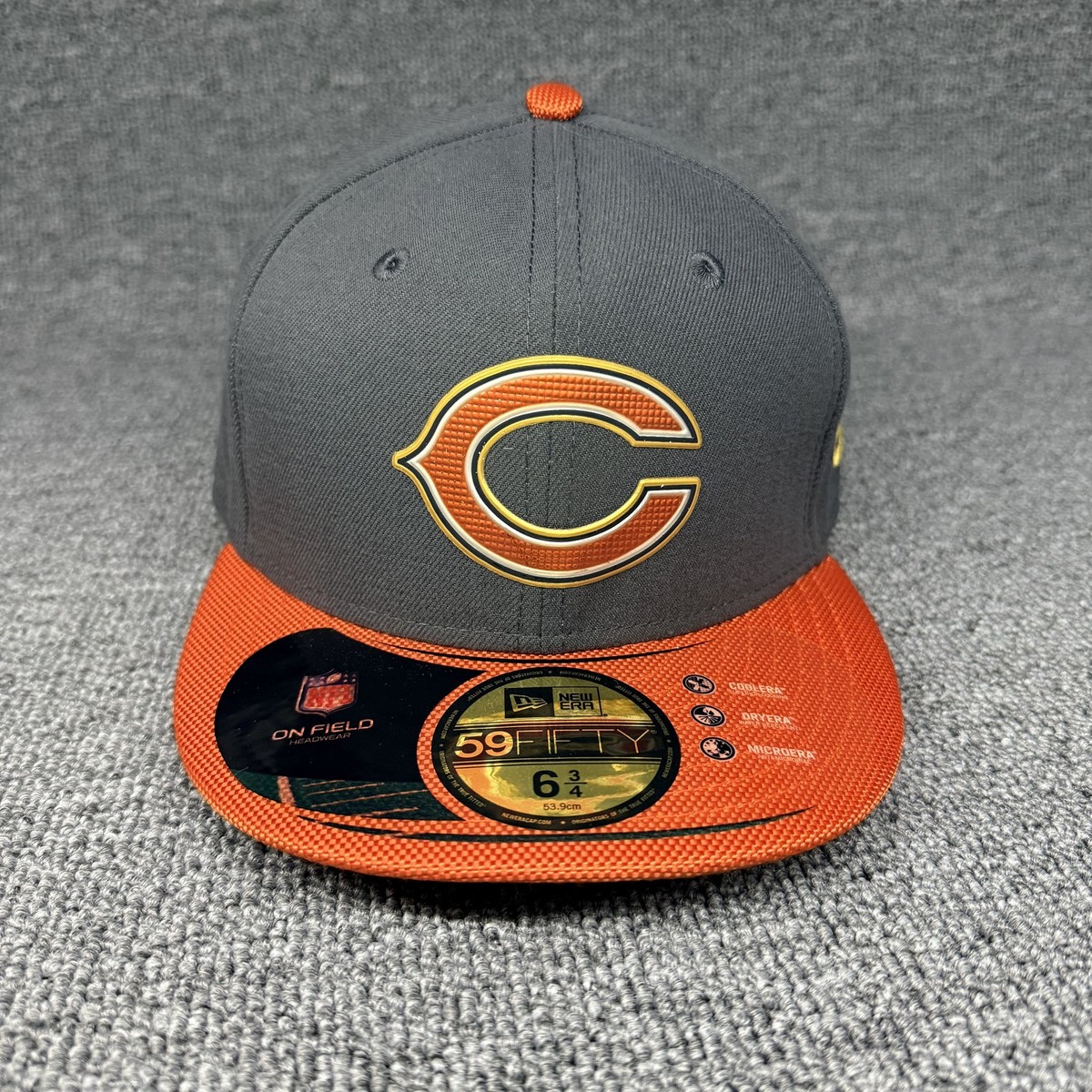 New Era 59FIFTY Chicago Bears 2017 NFL Sideline Road Gray Orange Hat 6 3/4 Kids