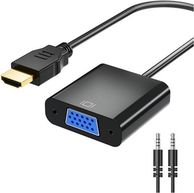 HDMI zu VGA Adapter FullHD 1080p 60Hz + Audio 3,5mm | D-Sub 15Pin Beamer NEU OVP
