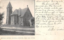 Tiverton Rhode Island Central Baptist Church, Undivided Back, Vintage PC U15637